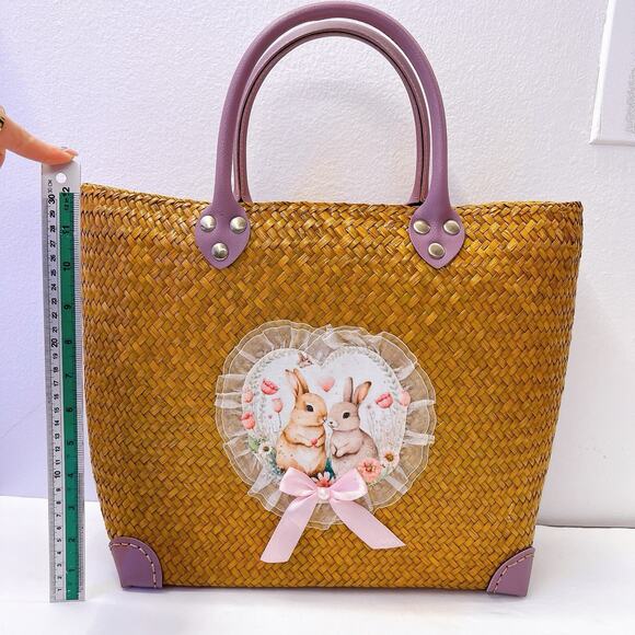 NEW! Handmade Hand Woven Bag Tote Leather Handle From Krachut Plant Unique Purse - Picture 14 of 14